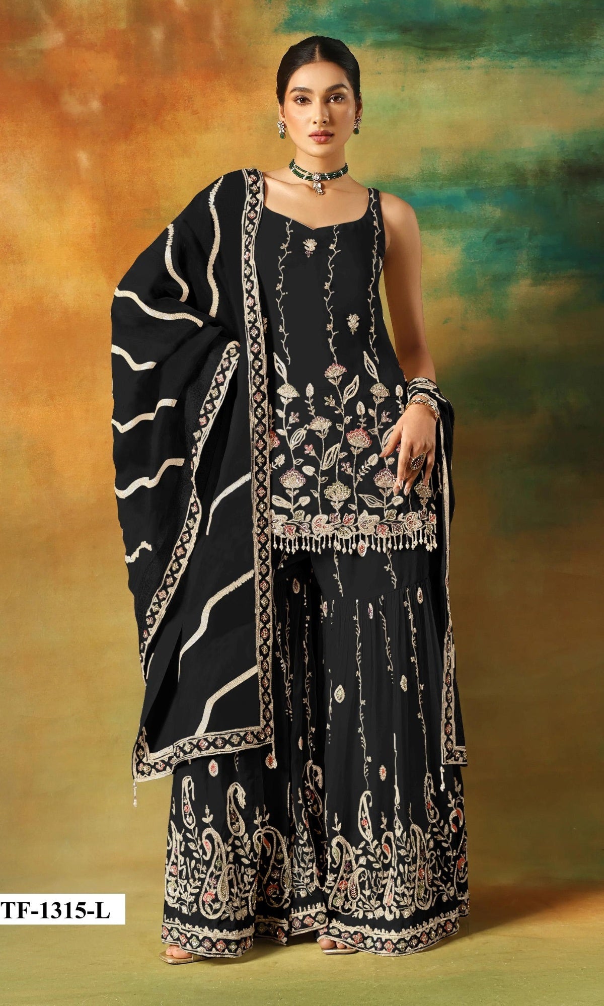 Anaita Black Heavy Fox Georgette Suit With Embroidery Work | Grocsy
