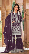 Anaita Purple Nylon Organza Suit With Embroidery & Mirror Work | Grocsy