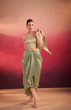 Lorenvalley Fashion Multicolor Tasar Silk Printed Blouse Chic Layer and Stylish Bottom Co-ord Set | Grocsy