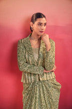 Lorenvalley Fashion Multicolor Tasar Silk Printed Blouse Chic Layer and Stylish Bottom Co-ord Set | Grocsy