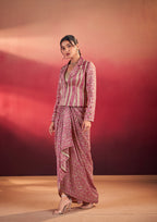 Lorenvalley Fashion Multicolor Tasar Silk Printed Blouse Chic Layer and Stylish Bottom Co-ord Set | Grocsy