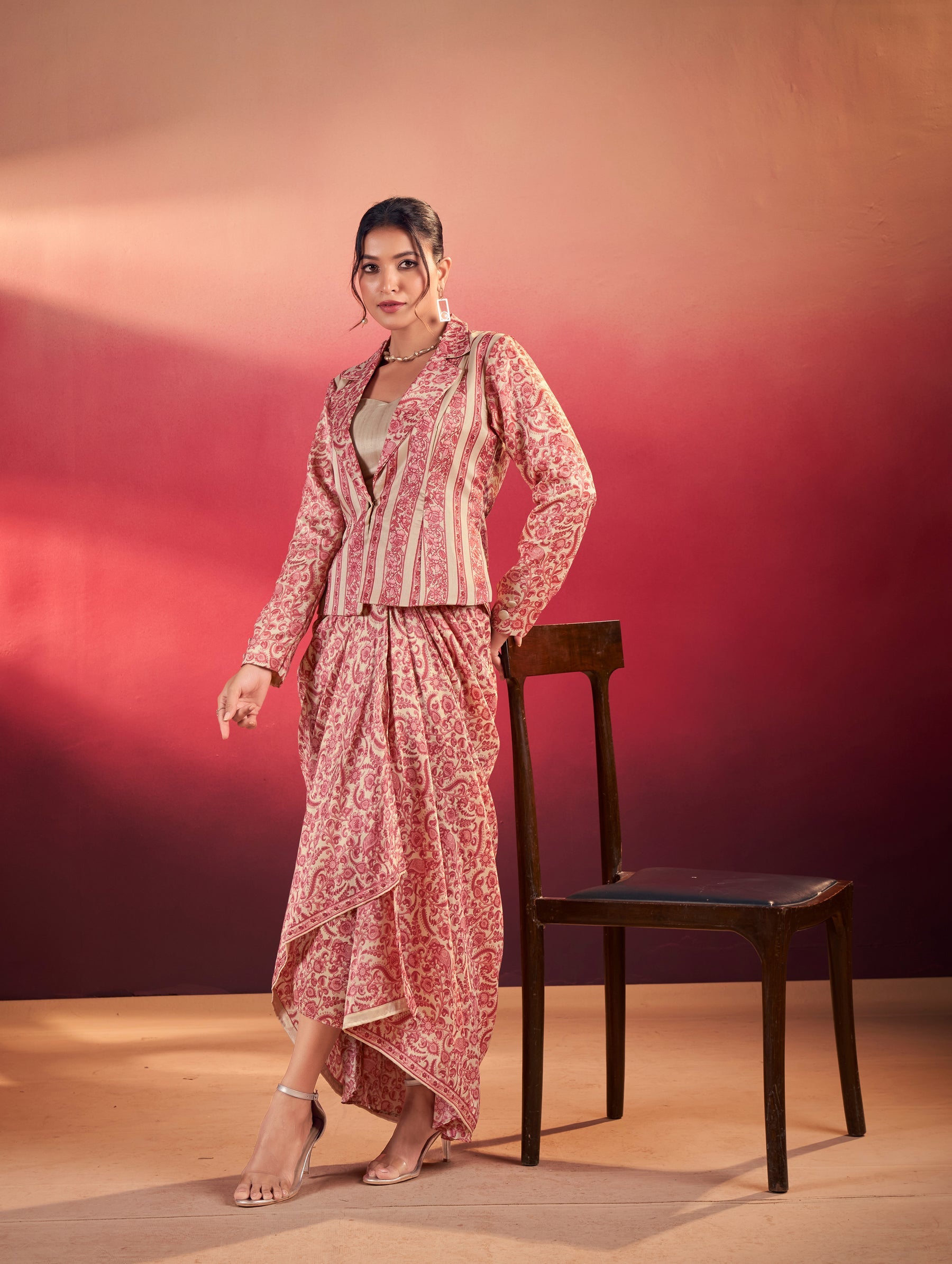 Lorenvalley Fashion Multicolor Tasar Silk Printed Blouse Chic Layer and Stylish Bottom Co-ord Set | Grocsy
