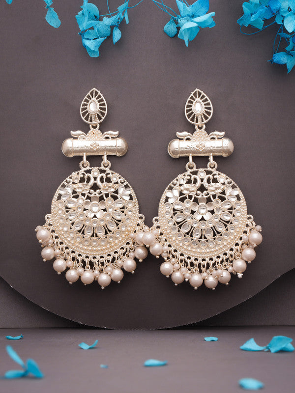 Tehzeeb Creations Brass Gold-Polished Silver, Gold, White Jewel Earrings | Grocsy