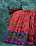 Light Orange And Pink Colour Printed Semi Chanderi Saree By Gayathri Reddy Designer Studio | Grocsy