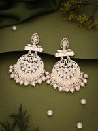 Tehzeeb Creations Brass Gold-Polished Silver, Gold, White Jewel Earrings | Grocsy