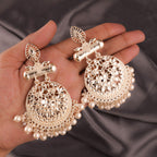 Tehzeeb Creations Brass Gold-Polished Silver, Gold, White Jewel Earrings | Grocsy