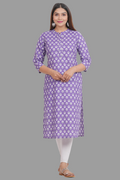 House of RP Women's Purple Cotton Floral Print Straight Kurta | Grocsy