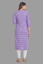 House of RP Women's Purple Cotton Floral Print Straight Kurta | Grocsy
