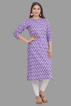 House of RP Women's Purple Cotton Floral Print Straight Kurta | Grocsy