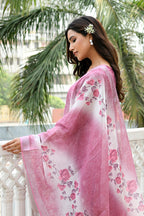 Vaasva Women Mangenta Linen Kurta Embroidered Kurta Set With Solid Pants & Dupatta | Grocsy