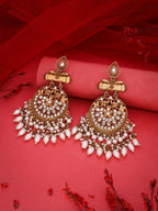 Tehzeeb Creations Modern White Opal And Silver Chandelier Drop Earrings For Woman | Grocsy