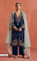 Anaita Navy Heavy Velvet Suit With Embroidery Work | Grocsy