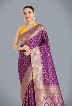Monjolika Fashion Purple Color Banarasi Silk Wedding Collection Saree | Grocsy