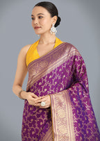 Monjolika Fashion Purple Color Banarasi Silk Wedding Collection Saree | Grocsy