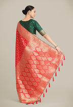 Monjolika Fashion Red Color Banarasi Silk Wedding Collection Saree | Grocsy
