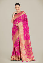 Monjolika Fashion Rani Pink Color Banarasi Silk Wedding Collection Saree | Grocsy