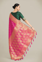 Monjolika Fashion Rani Pink Color Banarasi Silk Wedding Collection Saree | Grocsy
