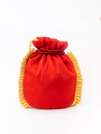 NR By Nidhi Rathi Red & White SHRINATHJI Embroidered Potli Clutch | Grocsy