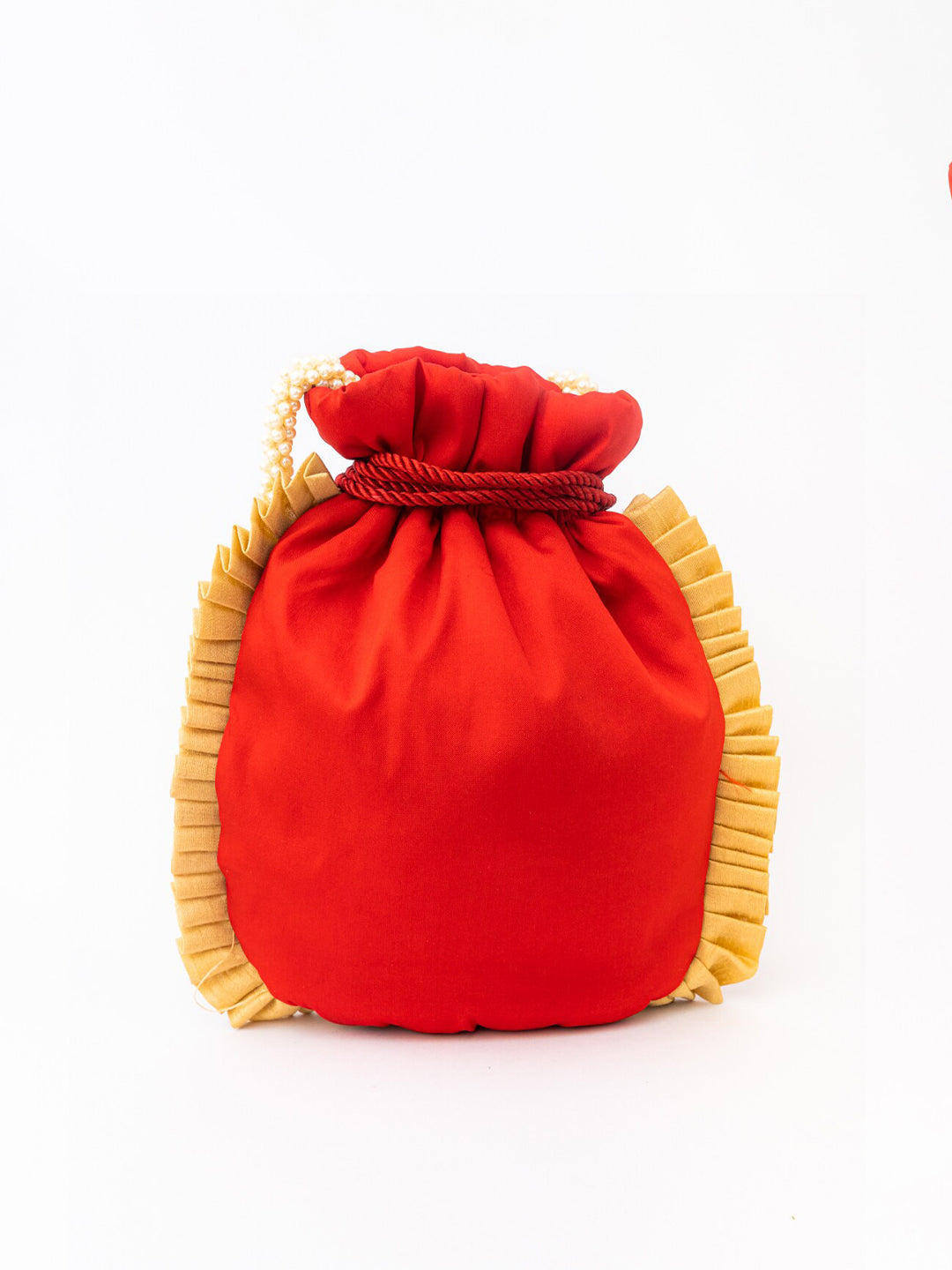 NR By Nidhi Rathi Red & White SHRINATHJI Embroidered Potli Clutch | Grocsy
