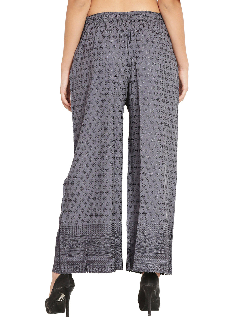 PAVONINE Grey Color Full Chikankari Rayon Fabric Sharara For Women | Grocsy