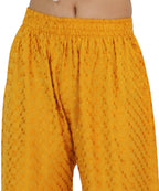 PAVONINE Mustard Color Full Chikankari Rayon Fabric Sharara For Women | Grocsy