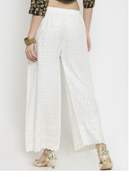 PAVONINE Off White Color Full Chikankari Rayon Fabric Sharara For Women | Grocsy