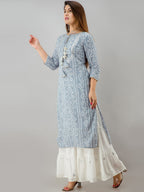 HERE&NOW Grey Bandhani Printed Gotta Patti Kurta with Sharara | Grocsy