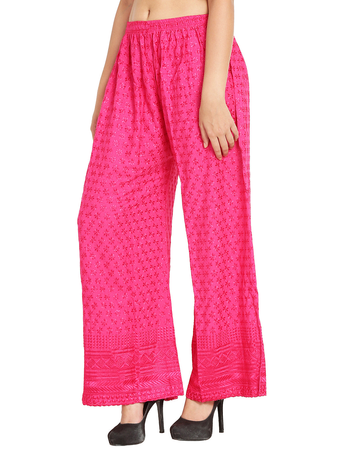 PAVONINE Rani Color Full Chikankari Rayon Fabric Sharara For Women | Grocsy