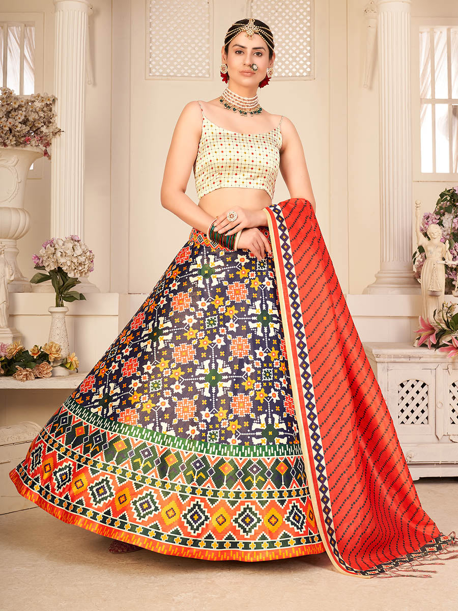 Myra Multicolour Digital Printed Designer Lehenga | Grocsy