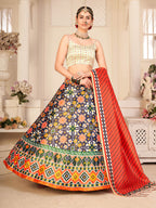 Myra Multicolour Digital Printed Designer Lehenga | Grocsy