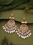 Tehzeeb Creations Modern White Opal And Silver Chandelier Drop Earrings For Woman | Grocsy