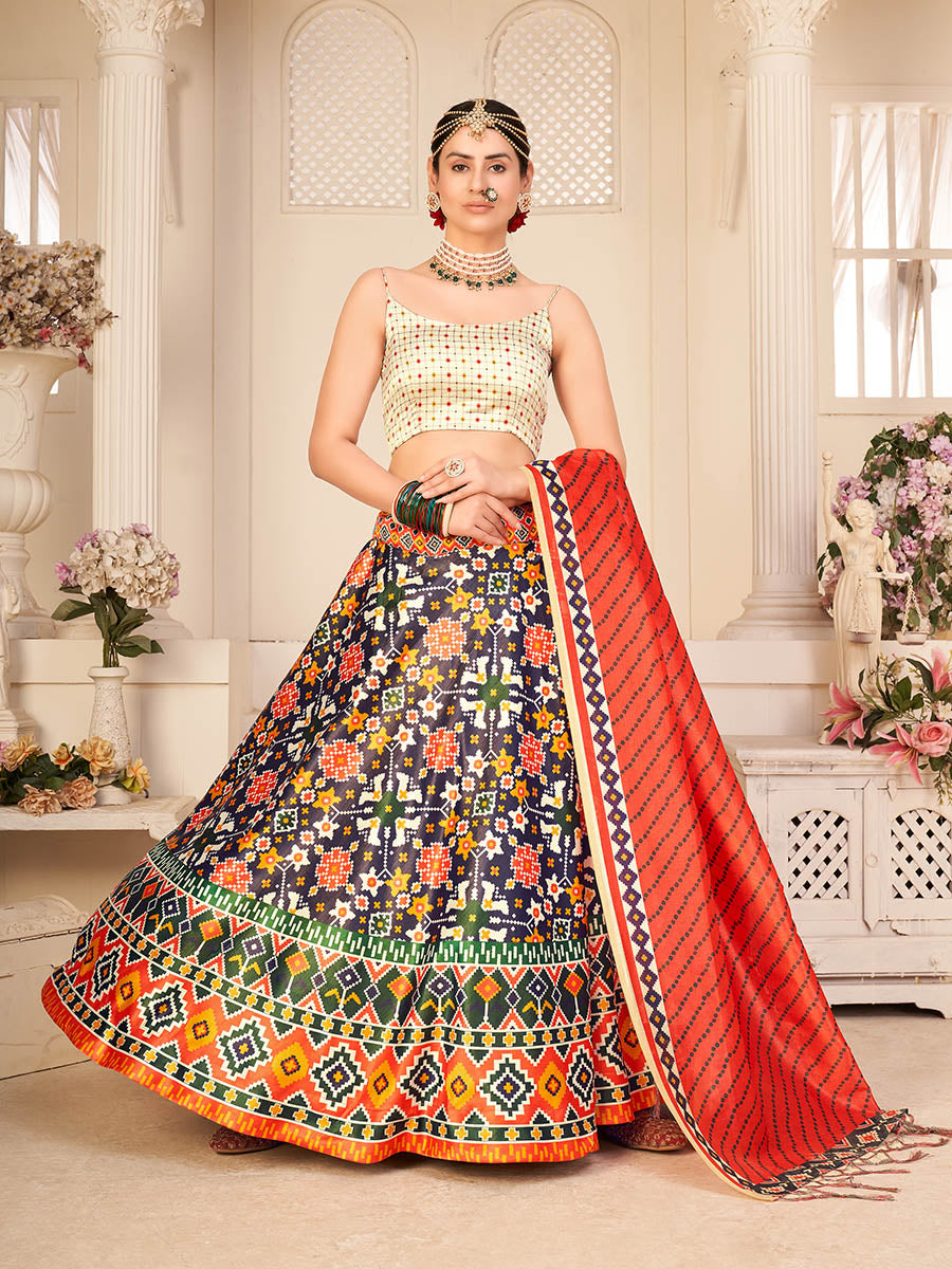 Myra Multicolour Digital Printed Designer Lehenga | Grocsy