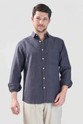 Xkind Dark Grey Crush Wrinkled Regular Fit Shirt | Grocsy