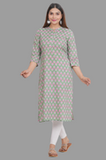 House of RP Women's Green Cotton Floral Print Straight Kurta | Grocsy