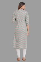 House of RP Women's Green Cotton Floral Print Straight Kurta | Grocsy