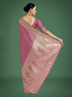 Monjolika Fashion Dusty Rose Pink Weaving Banarasi Satin Silk Trendy Saree For Festival | Grocsy