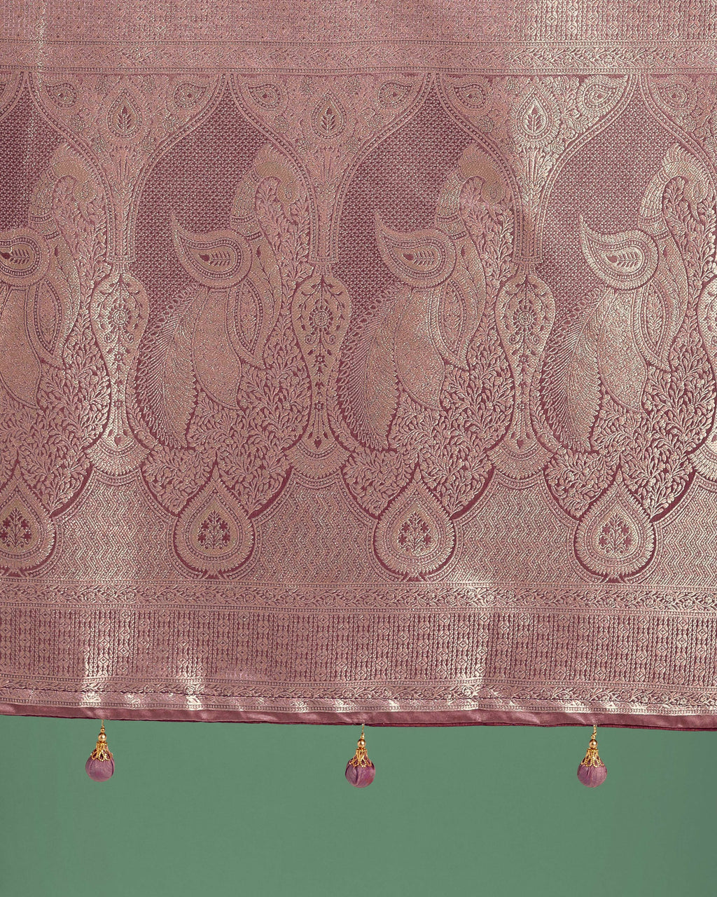Monjolika Fashion Dusty Rose Pink Weaving Banarasi Satin Silk Trendy Saree For Festival | Grocsy