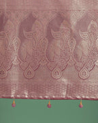 Monjolika Fashion Dusty Rose Pink Weaving Banarasi Satin Silk Trendy Saree For Festival | Grocsy
