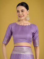 Monjolika Fashion Dusty Lavender Weaving Banarasi Satin Silk Trendy Saree For Festival | Grocsy