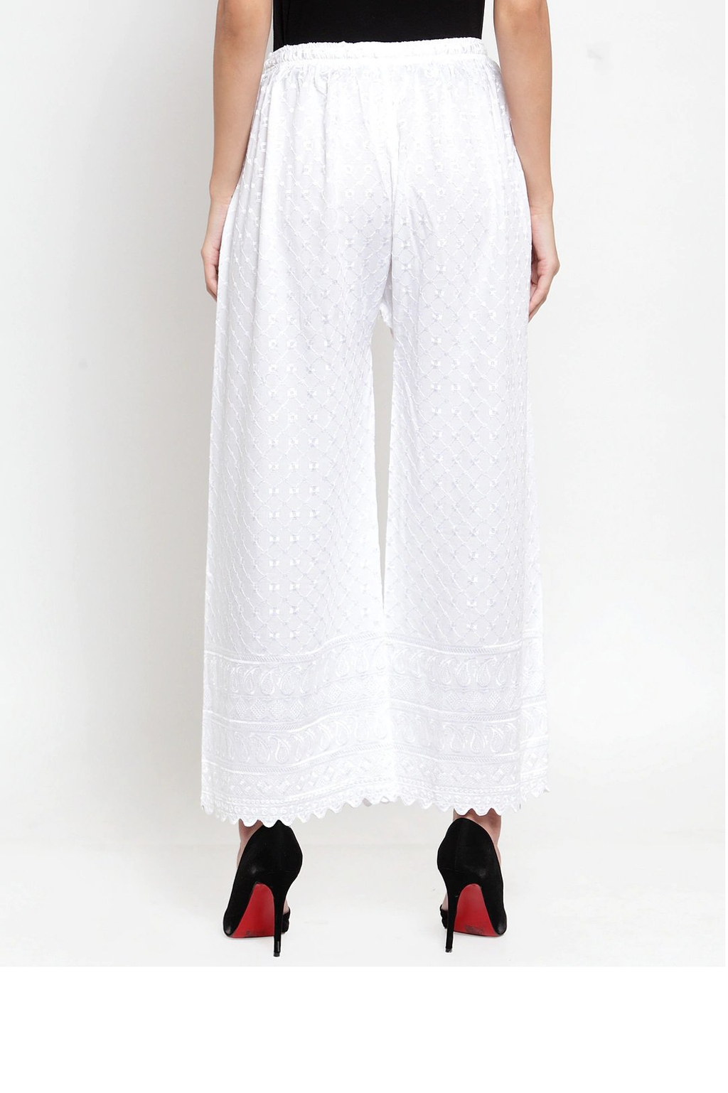 PAVONINE White Color Full Chikankari Rayon Fabric Sharara For Women | Grocsy