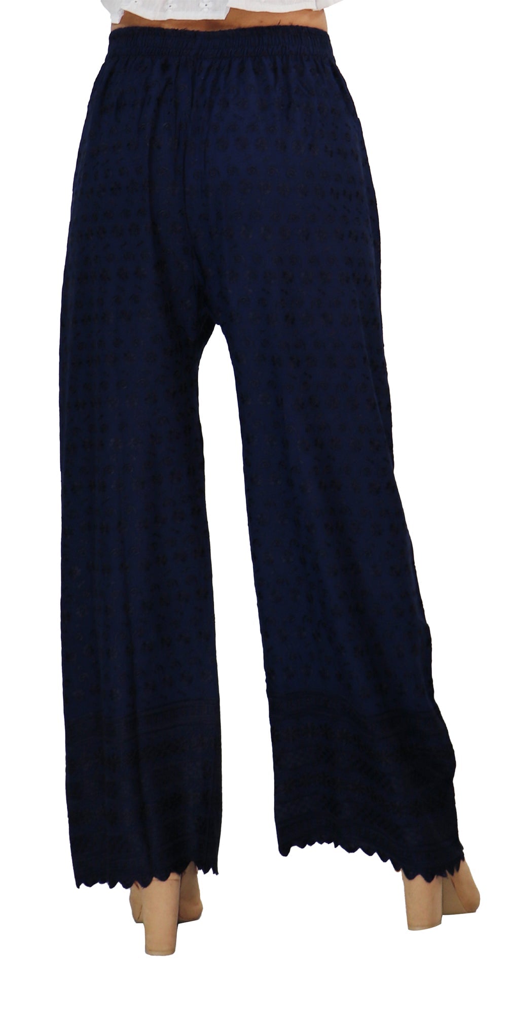 PAVONINE Navy Blue Color Full Chikankari Rayon Fabric Sharara For Women | Grocsy