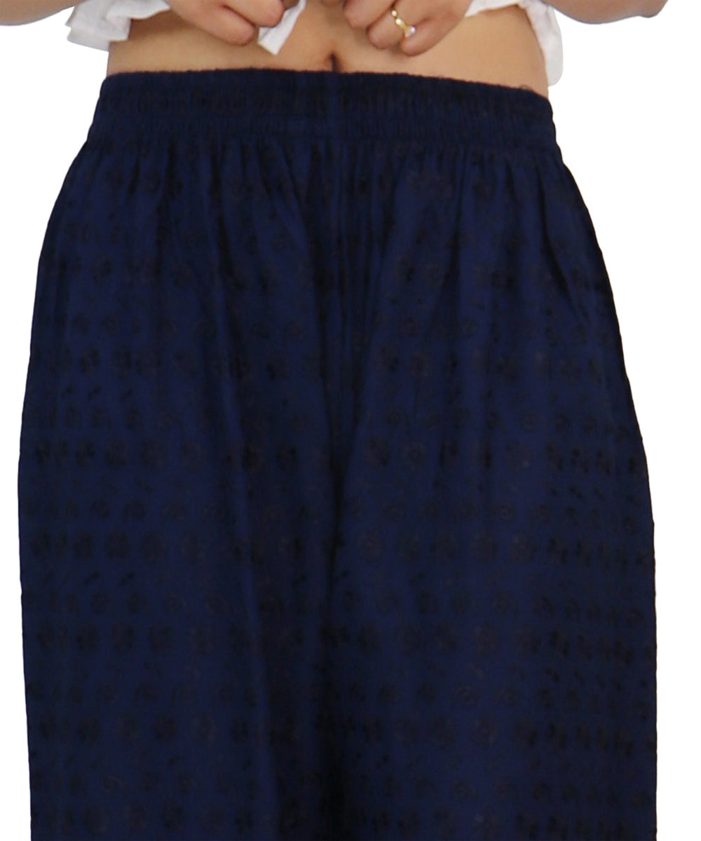 PAVONINE Navy Blue Color Full Chikankari Rayon Fabric Sharara For Women | Grocsy