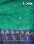 Rama Green With Contrast Navy Blue Printed Semi Soft Silk Saree By Gayathri Reddy Designer Studio | Grocsy