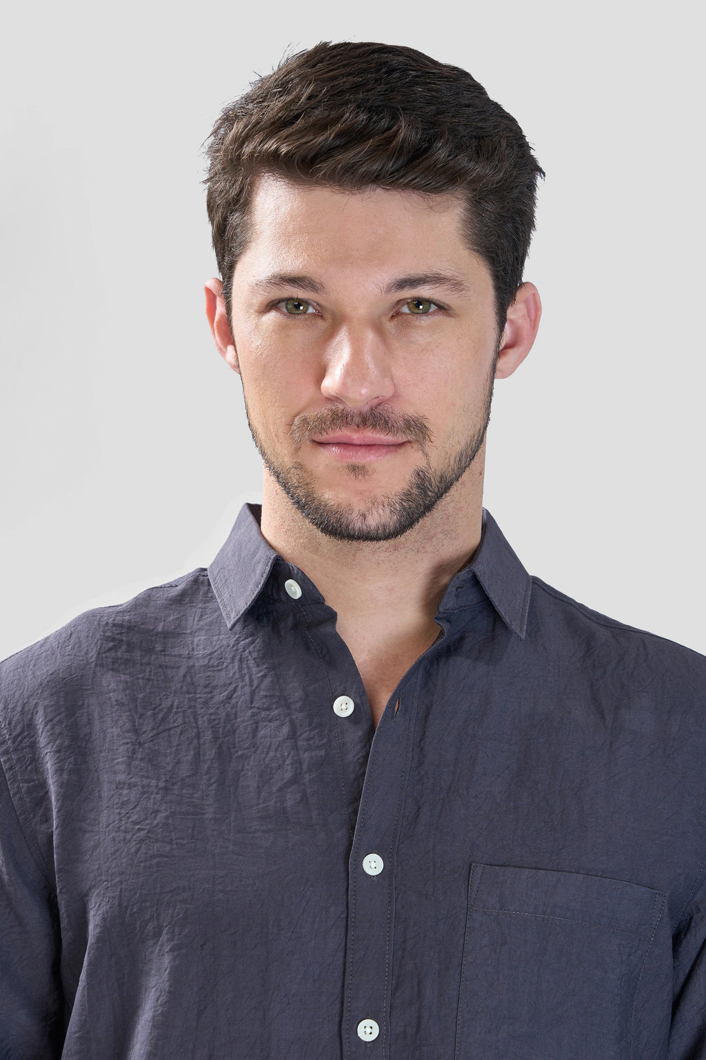 Xkind Dark Grey Crush Wrinkled Regular Fit Shirt | Grocsy