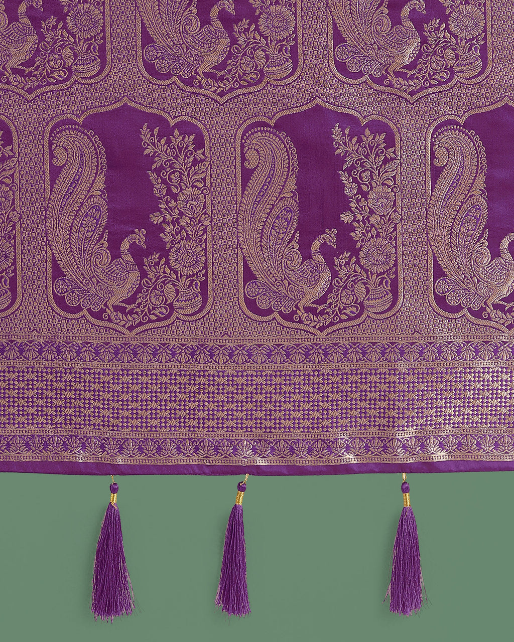Monjolika Fashion Gorgeous Purple Woven Banarasi Satin Designer Silk Saree | Grocsy