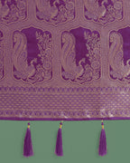 Monjolika Fashion Gorgeous Purple Woven Banarasi Satin Designer Silk Saree | Grocsy