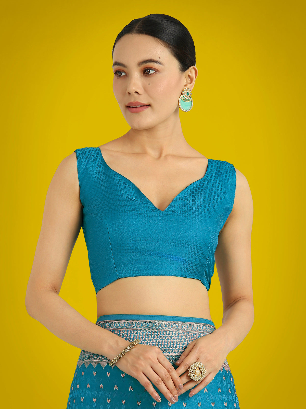 Monjolika Fashion Gorgeous Cyan blue Woven Banarasi Satin Designer Silk Saree | Grocsy