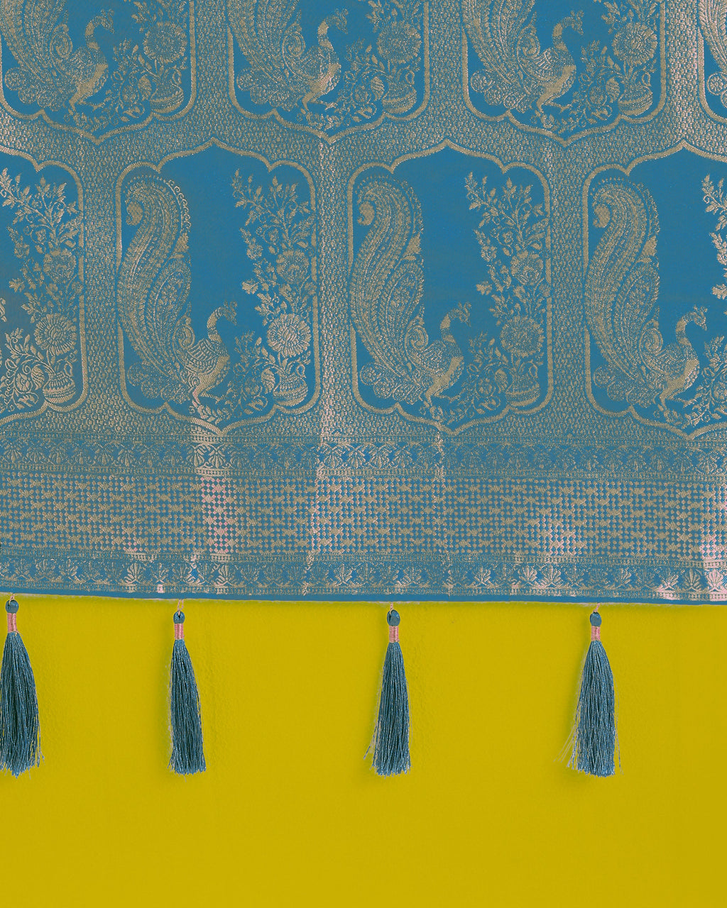 Monjolika Fashion Gorgeous Cyan blue Woven Banarasi Satin Designer Silk Saree | Grocsy