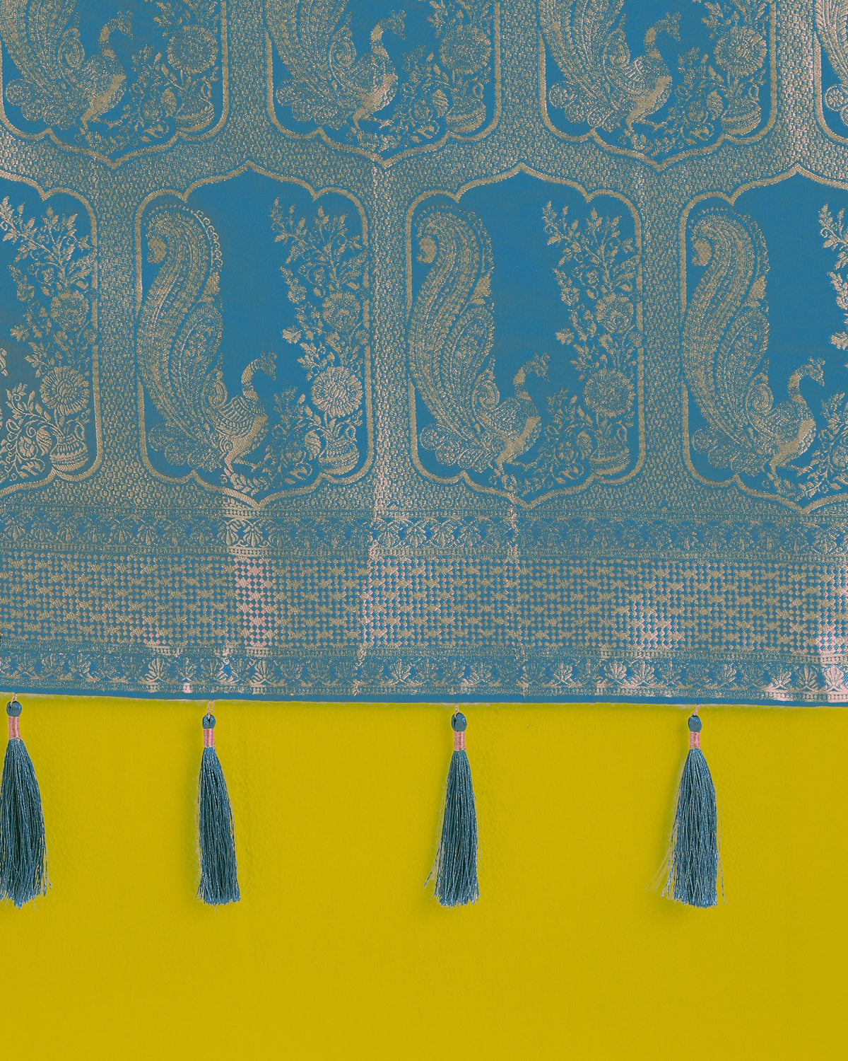 Monjolika Fashion Gorgeous Cyan blue Woven Banarasi Satin Designer Silk Saree | Grocsy