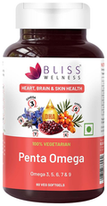 Bliss Welness Heart, Brain & Skin Health Penta Omega Veg Softgel | Grocsy